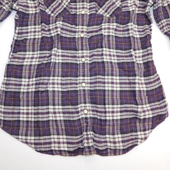 American Eagle Girls 10 Plaid Snap Front Shirt - Picture 5 of 7